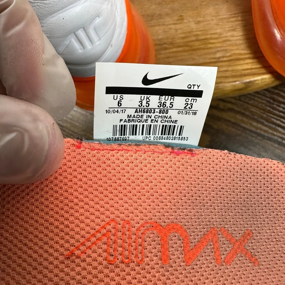 Nike Air Max 270 Flyknit Crimson Orange White AH6803-800 Womens 6 Running Shoes